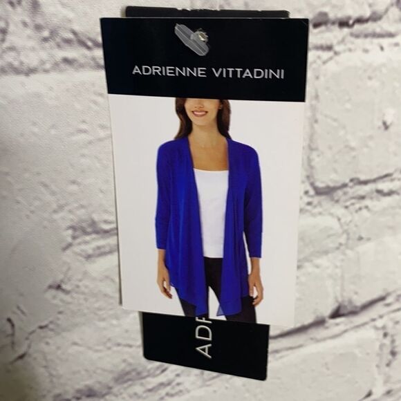 Adrienne Vittadini Blue Open Front Long Waterfall Lightweight Cardigan Small - Picture 7 of 9